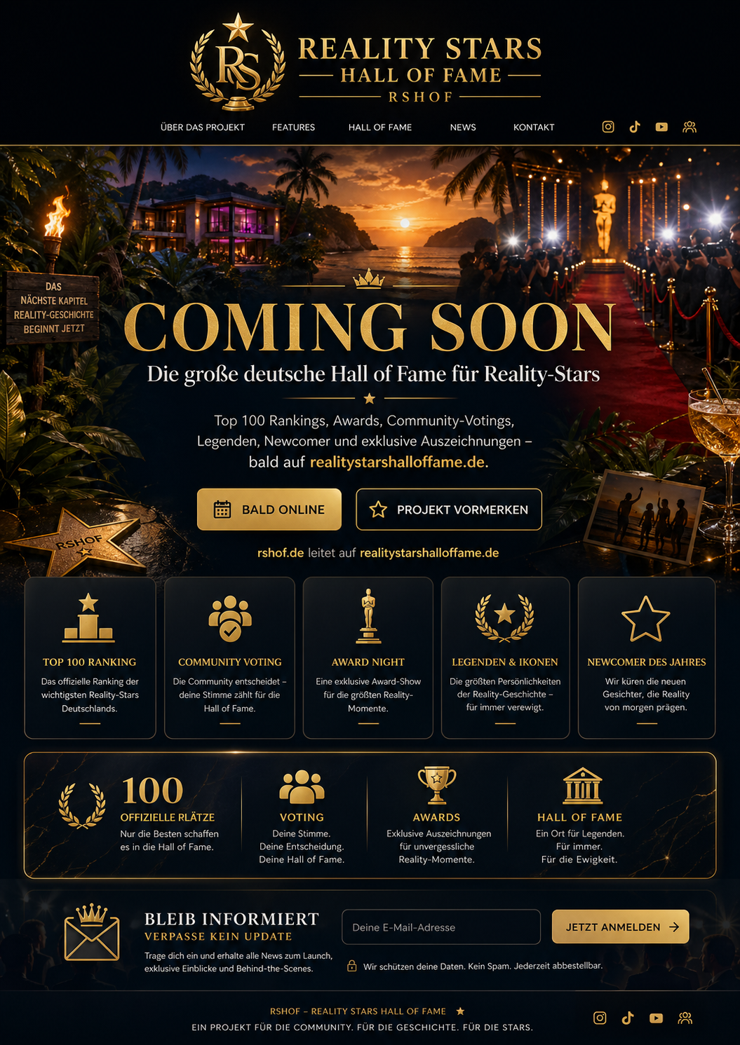 Reality Stars Hall of Fame Coming Soon – die große deutsche Hall of Fame für Reality-Stars mit Top 100 Ranking, Community Voting, Awards, Legenden und Newcomer des Jahres.